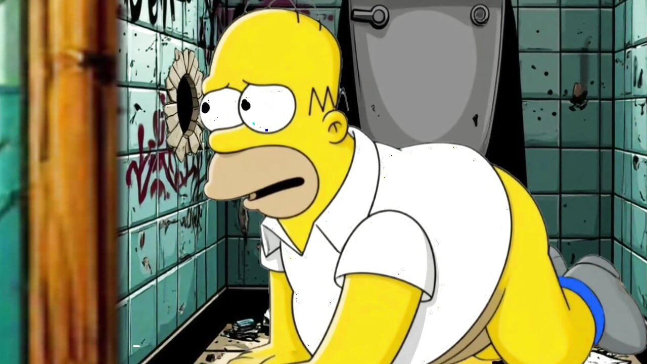 Married Housewife Gets Fucked In A Public Dirty Restroom. Cartoon. Simpsons Parody.